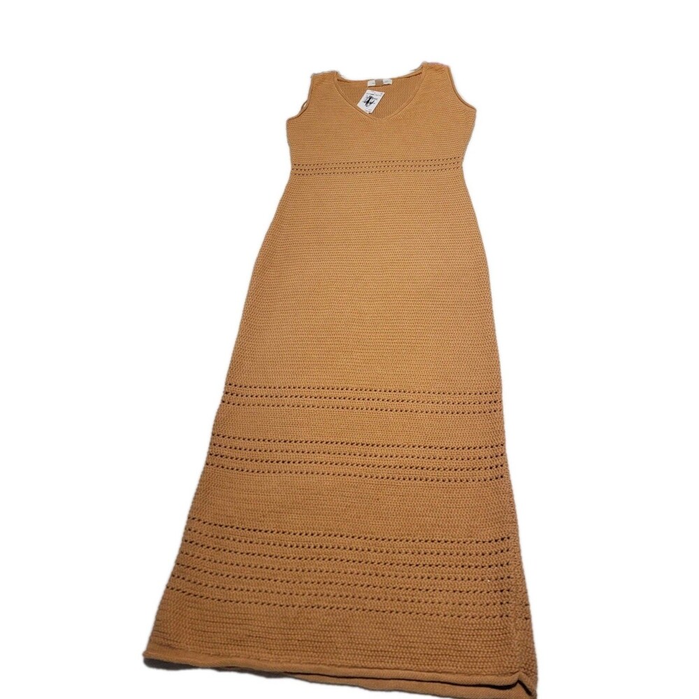 $99 Treasure & Bond Sleeveless Crochet Sweater Dress In Tan Biscuit Size Small